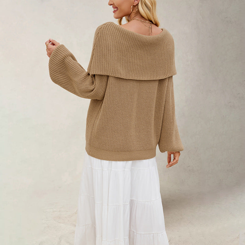 Off Shoulder Knit Pullover Sweater | Loose Fit Fall Top