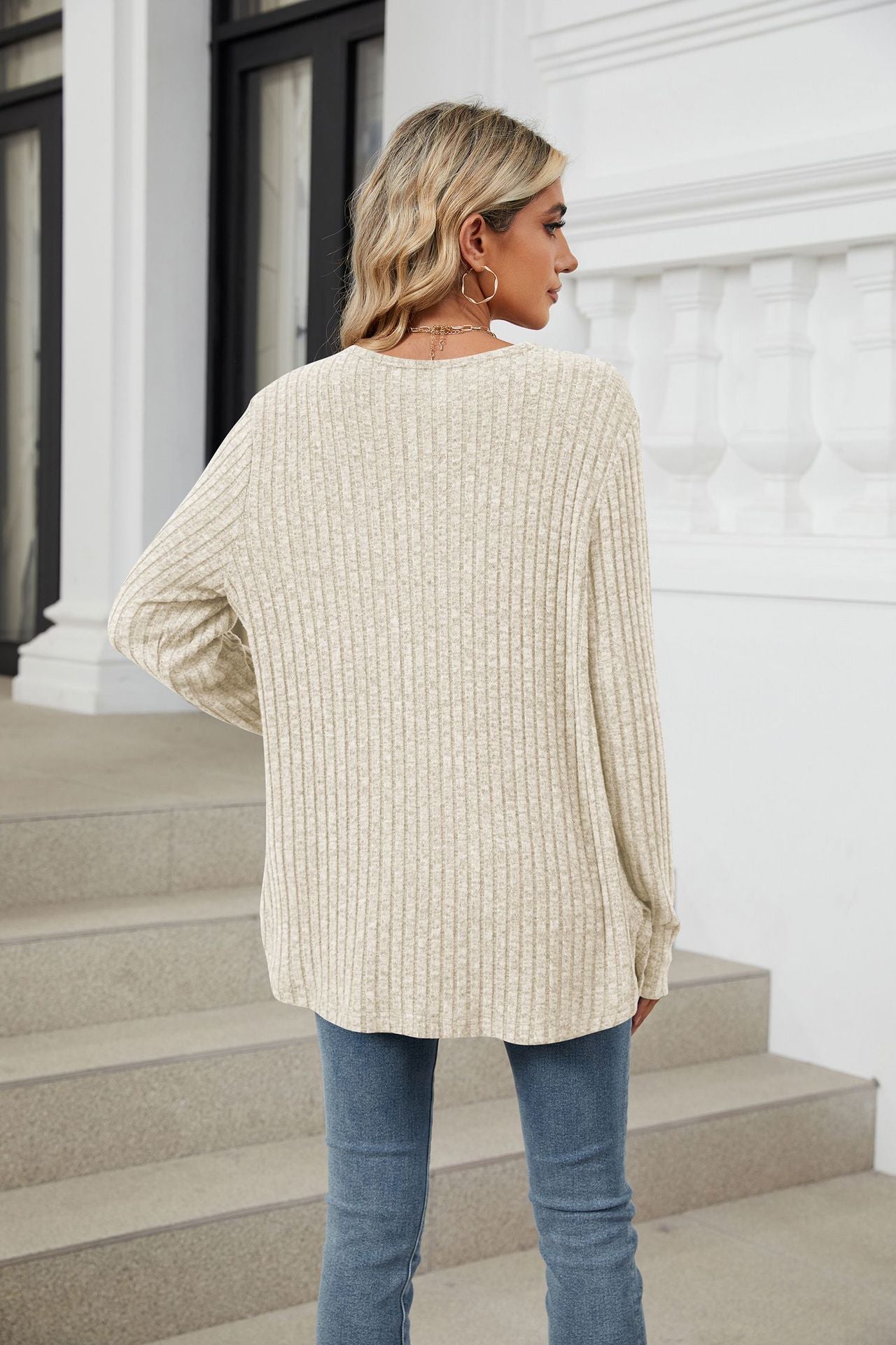 Solid Color Long Sleeve Button Cardigan Knitted