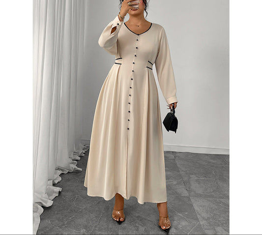 Plus Size Satin Button Front Belted Maxi Dress
