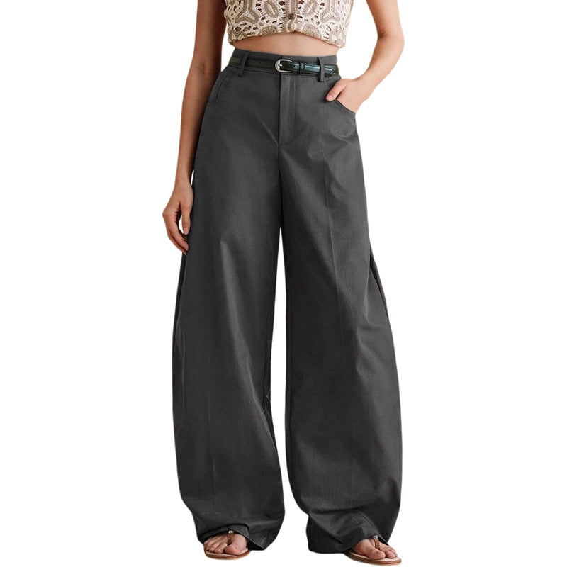 Women's High Waisted Baggy Barrel Leg Pants Cotton Casual