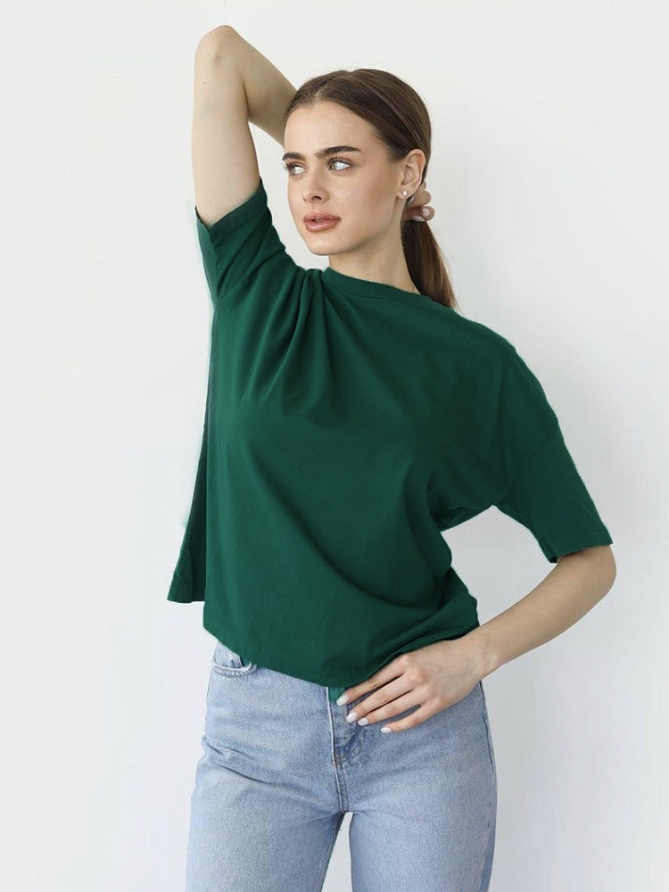 Solid Oversized T Shirt Loose Fit Crewneck Casual Tee