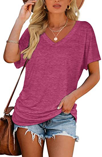 Black V Neck Loose Fit Basic Tee
