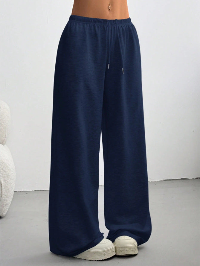 Drawstring Elastic Waist Wide Leg Casual Pants