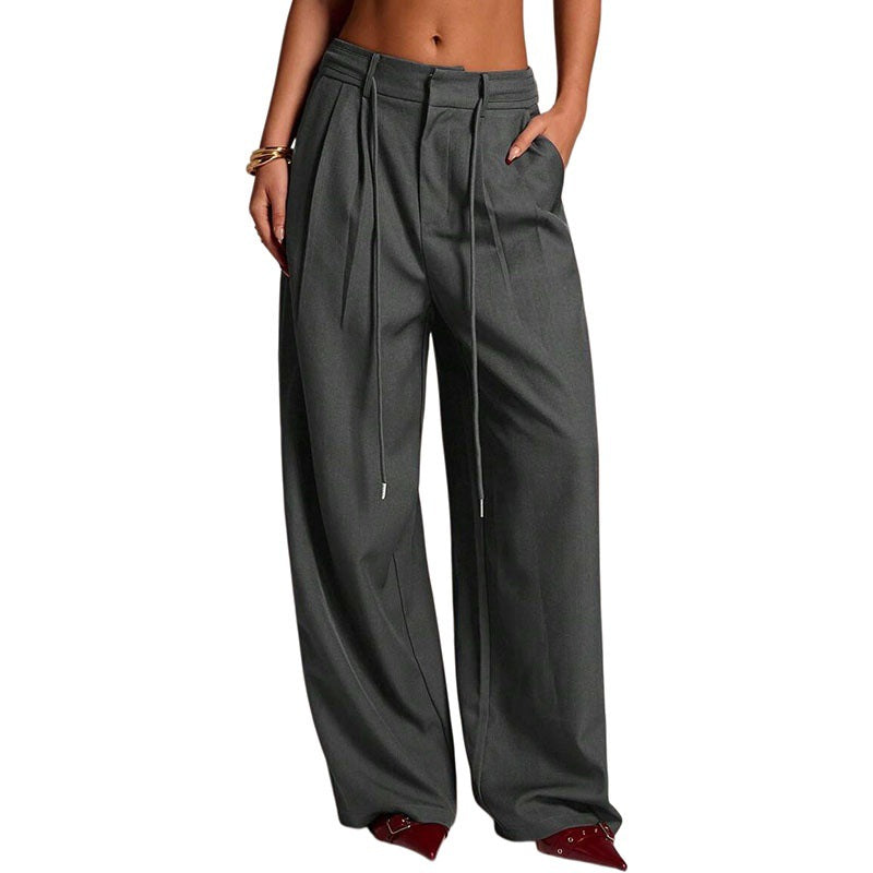 Women's High Waist Tie Wide Leg Dress Pants