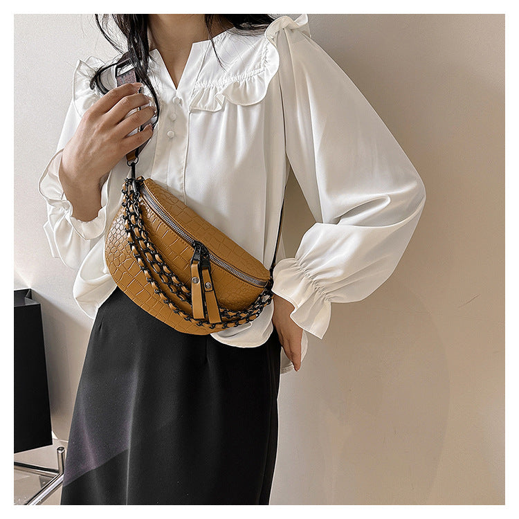 Women's Waist Bag with Wide Shoulder Strap  Small Bouncy Bag