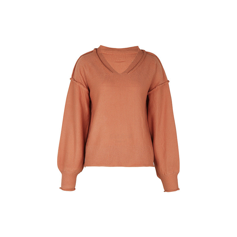 Long-sleeved Solid Color European and American Sweater