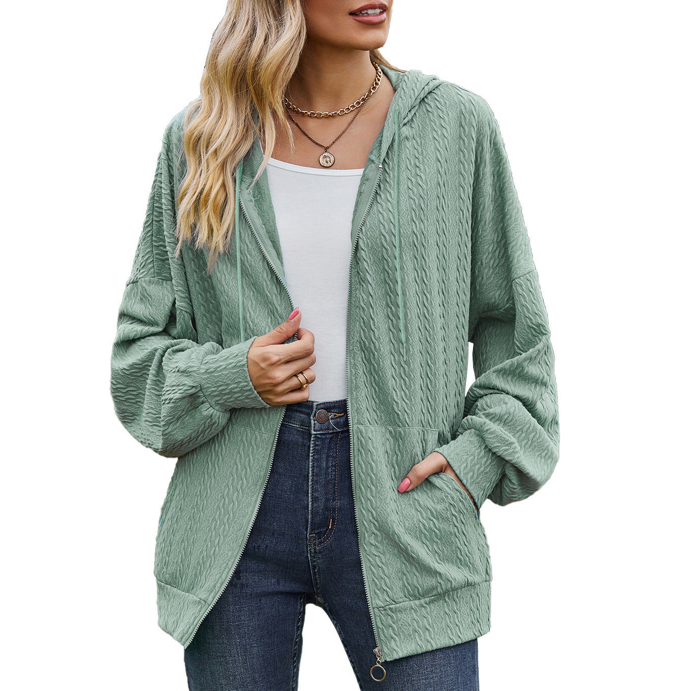 Womens Oversized Zip Up Hoodie Jacket with Pockets