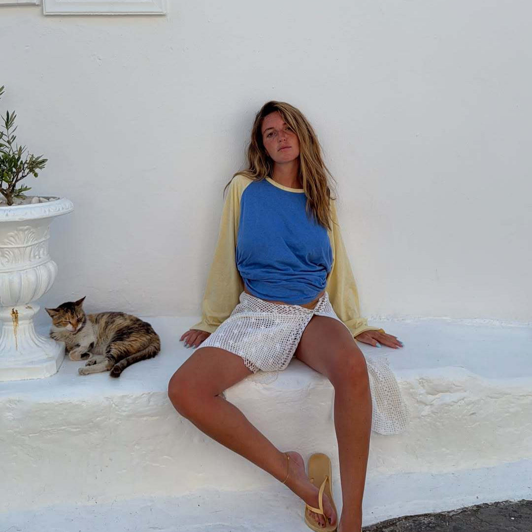 Women's Oversized Color Block Raglan Long Sleeve Cotton Tee