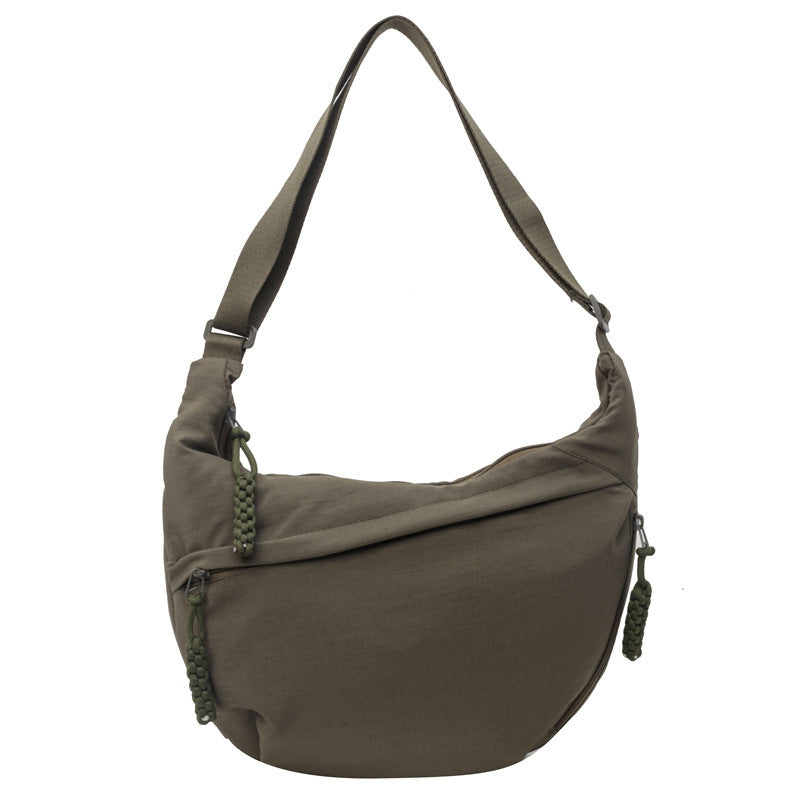 Olive Crossbody Moon Sling Bag Casual Nylon Shoulder Purse