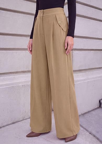 High Waist Wide Leg Dress Pants Business Casual Trousers
