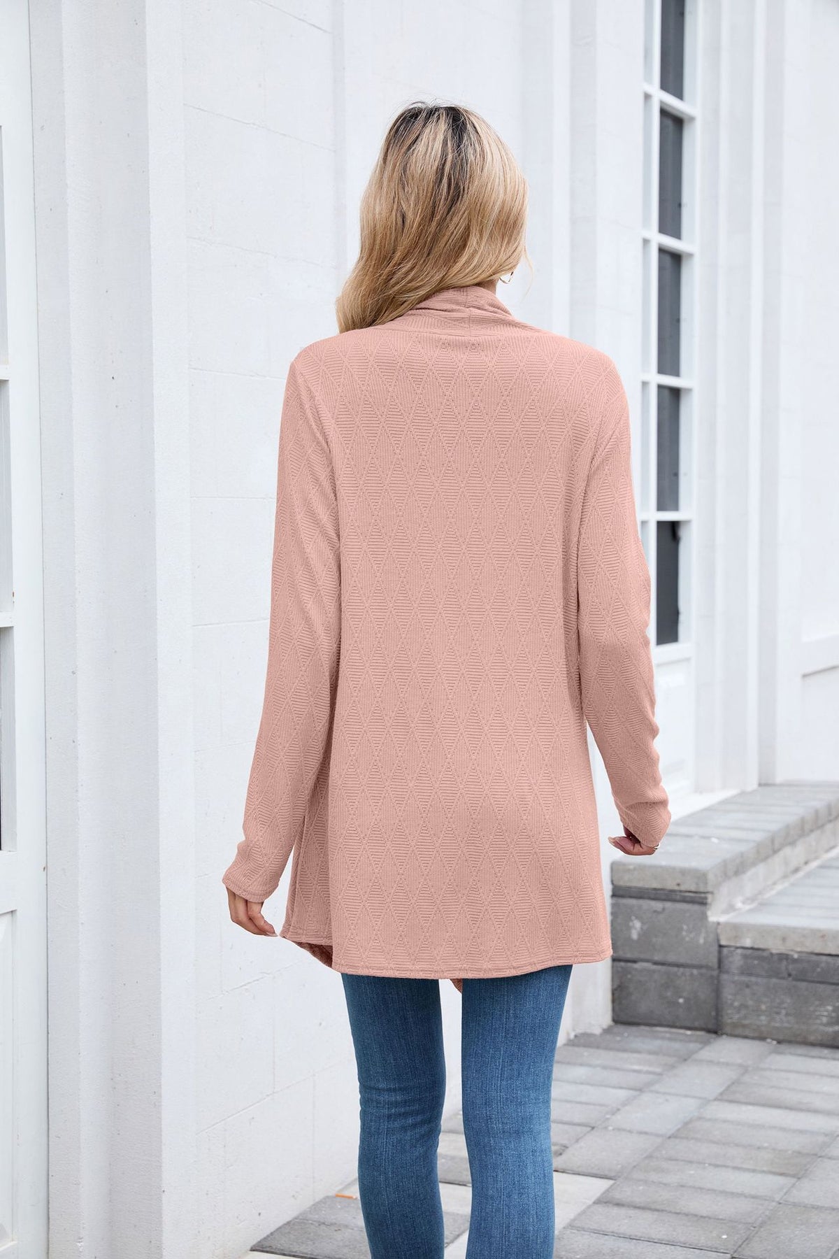 Women's Textured Open Front Long Knit Cardigan Sweater