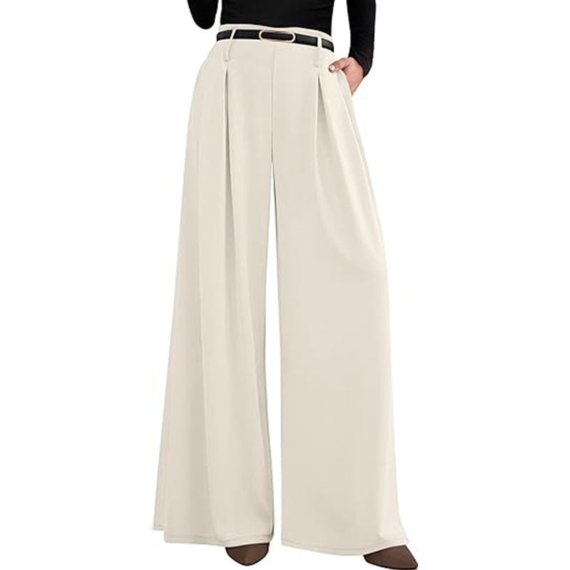 High Waist Wide Leg Flowing Work Trousers for Women