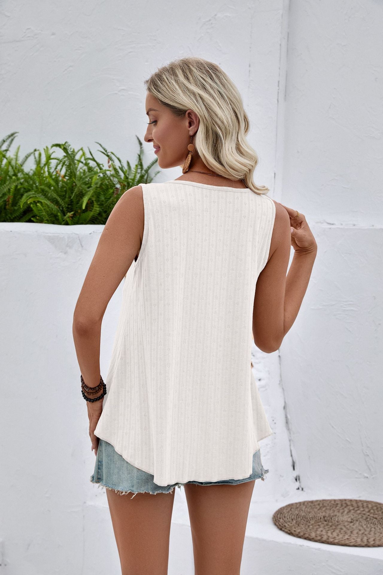Solid Sleeveless Swing Tank Top Casual Summer Blouse