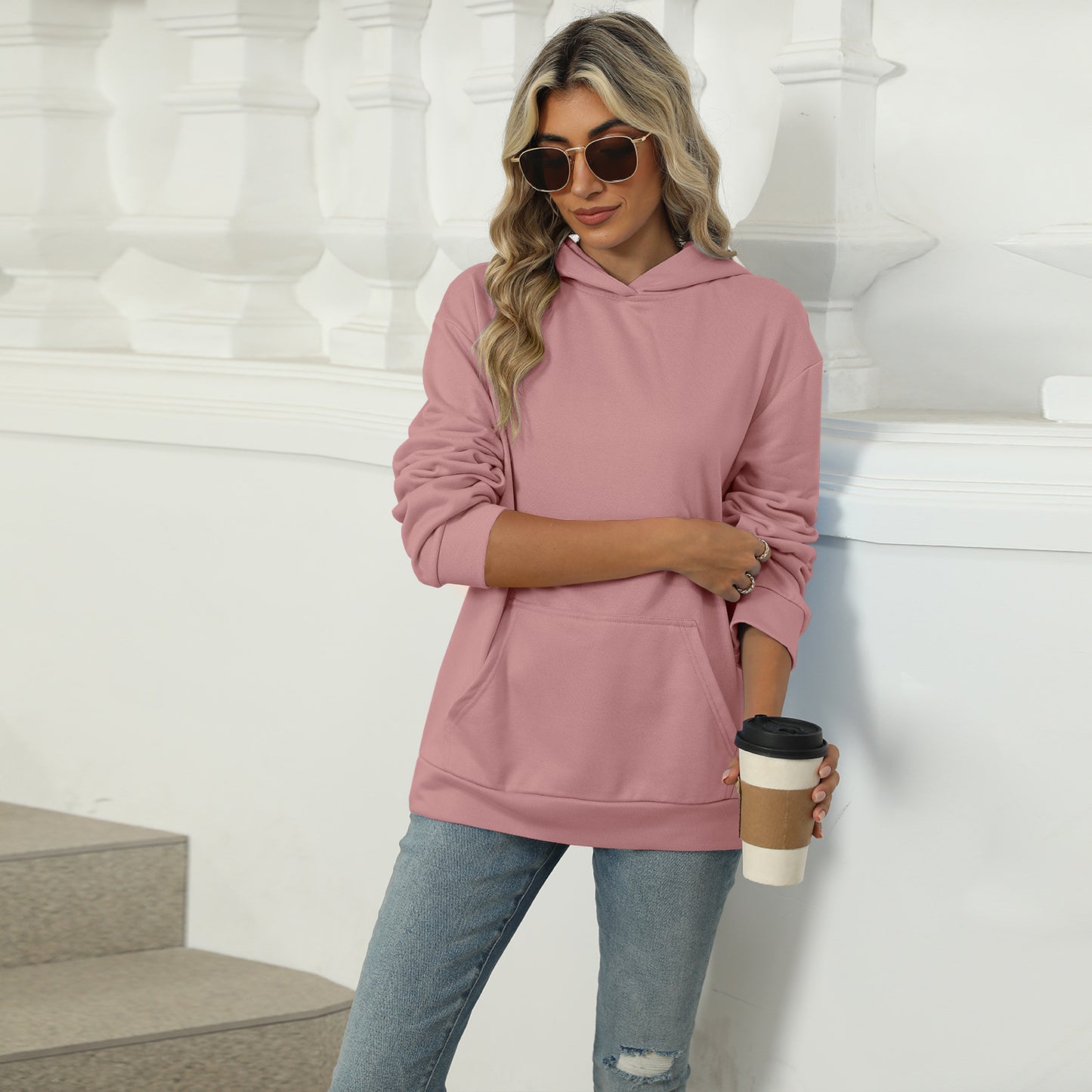 Oversized Hooded Pocket Pullover Sweatshirt