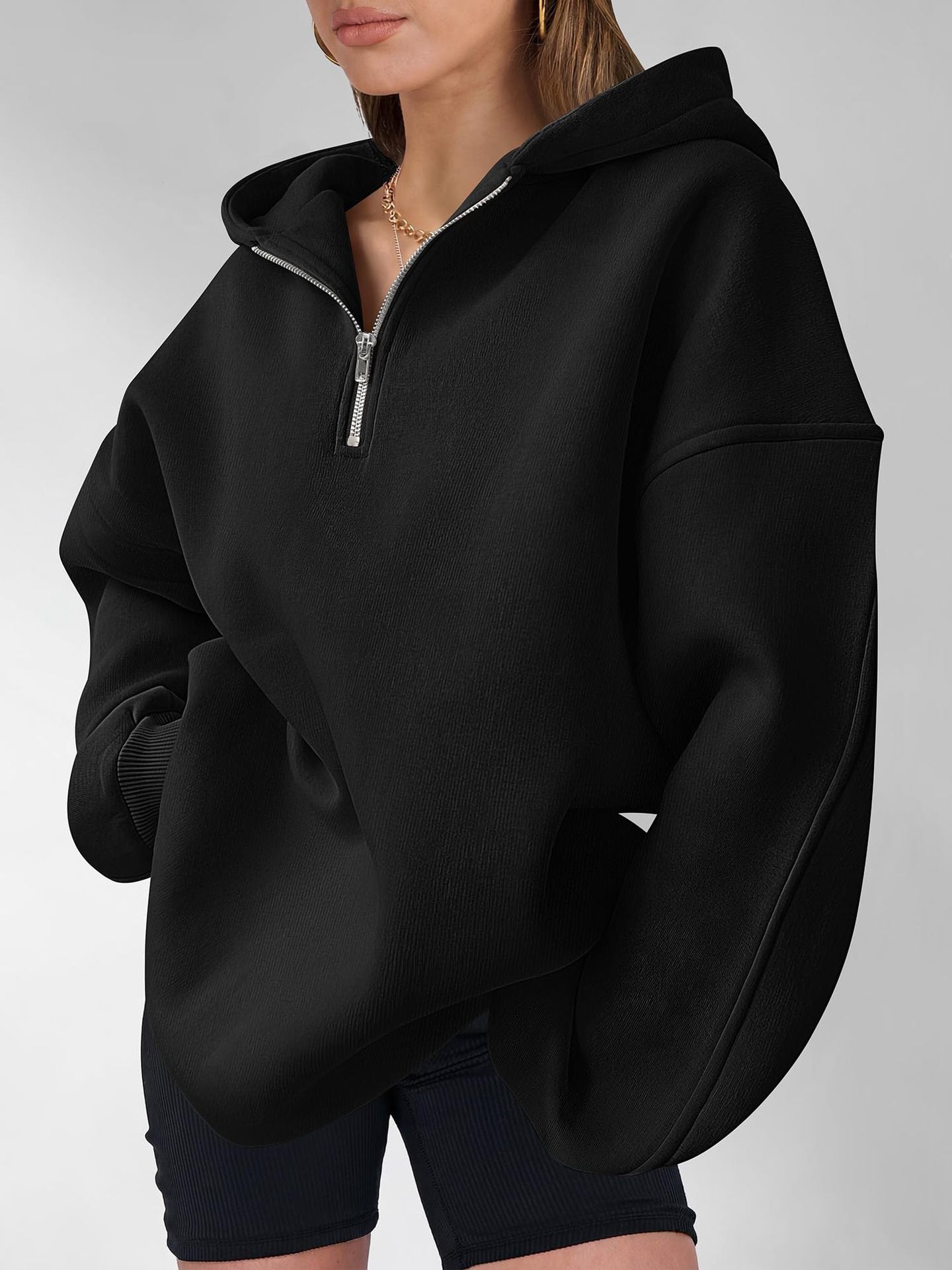 Half Zip Hoodie Relaxed Fit Pullover Sweatshirt