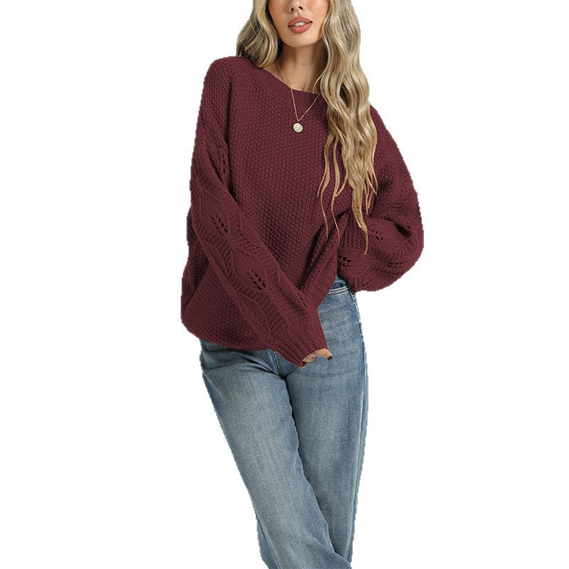 Women's Oversized Chunky Knit Crew Neck Pullover Sweater