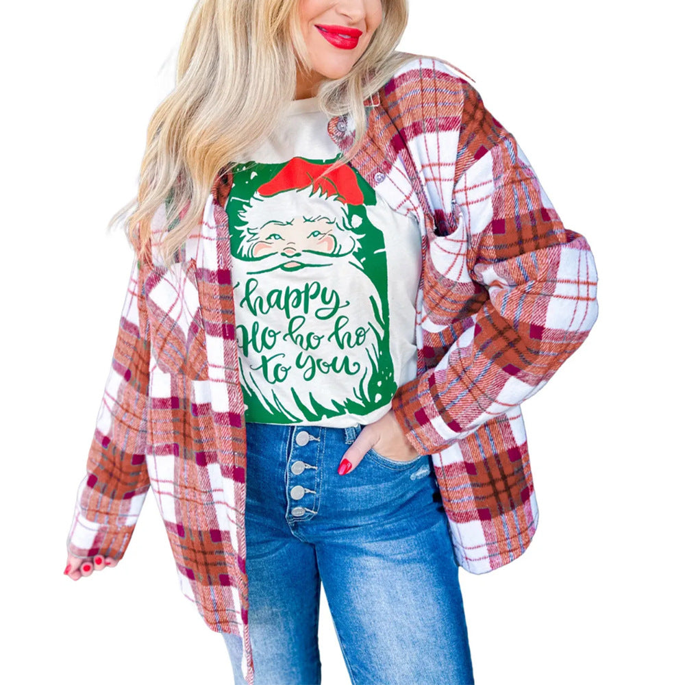 Plaid Checkered Christmas Shirt Jacket - Holiday Cozy Fit