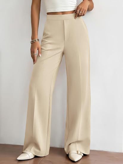 Women's High Waisted Wide Leg Dress Pants with Pockets