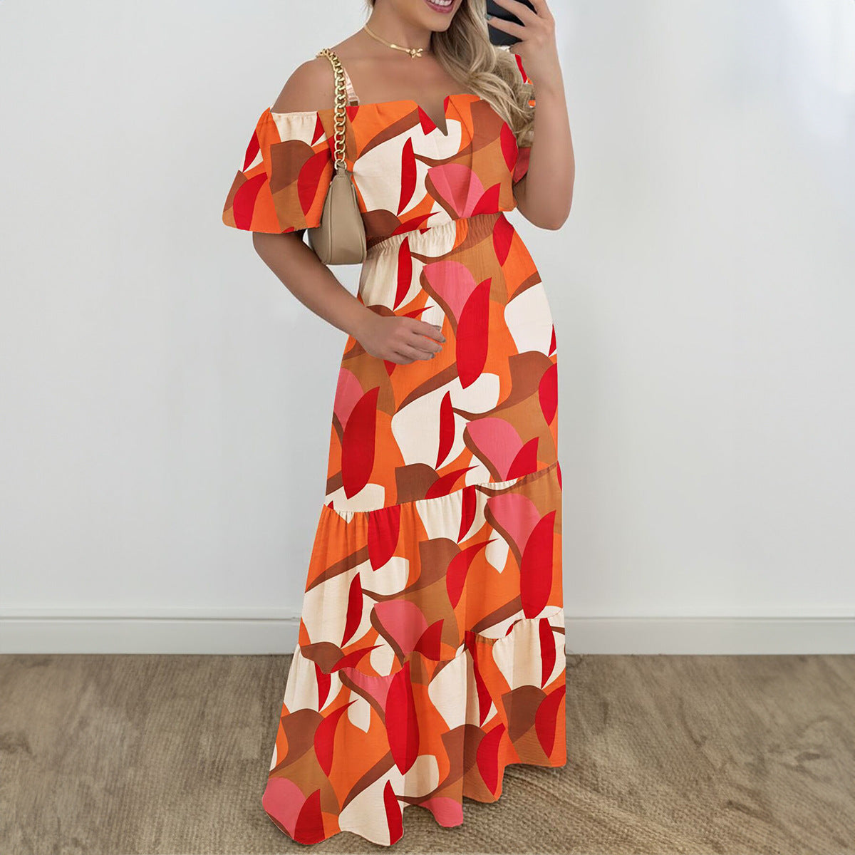 Waist One-shoulder Short Sleeve Dress For Women