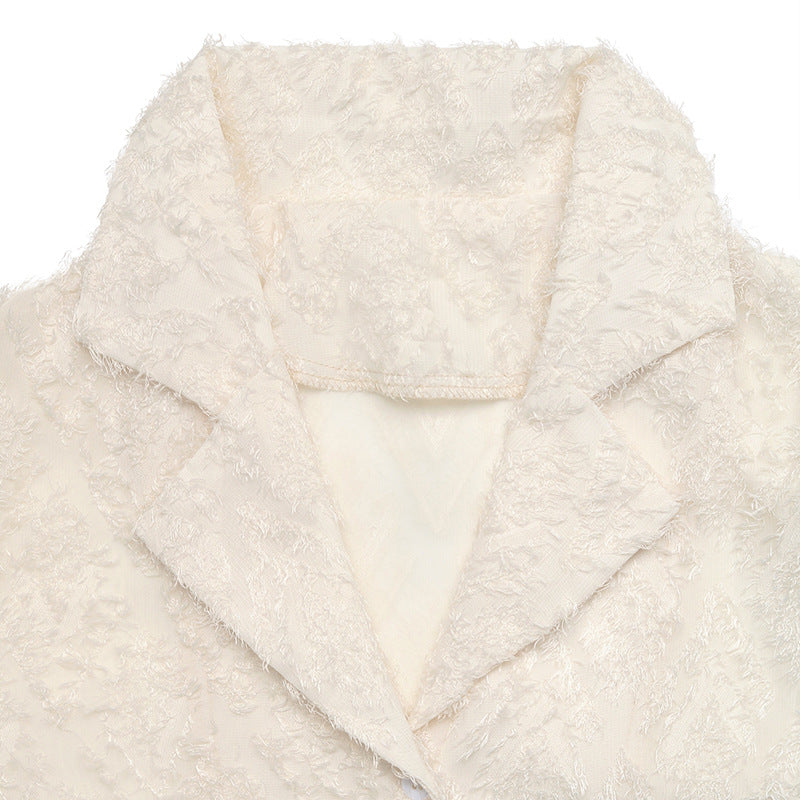 Jacquard Polyester Blouse Elegant Button Front Shirt