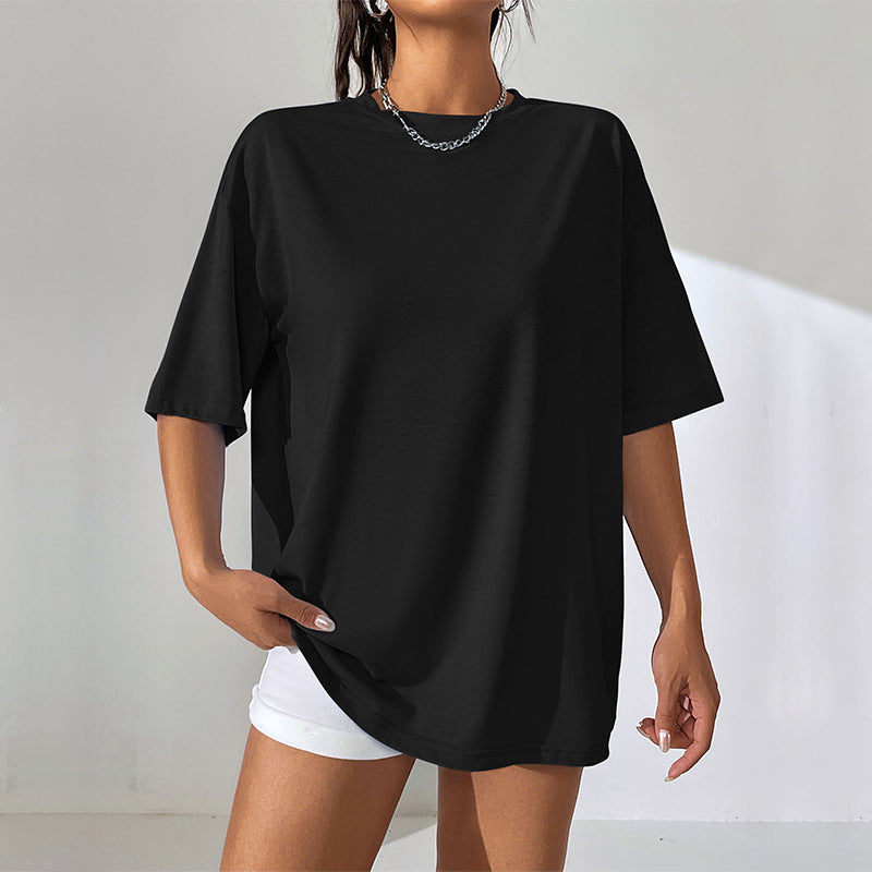 Oversize Casual Solid Short Sleeve Round Neck T Shirt