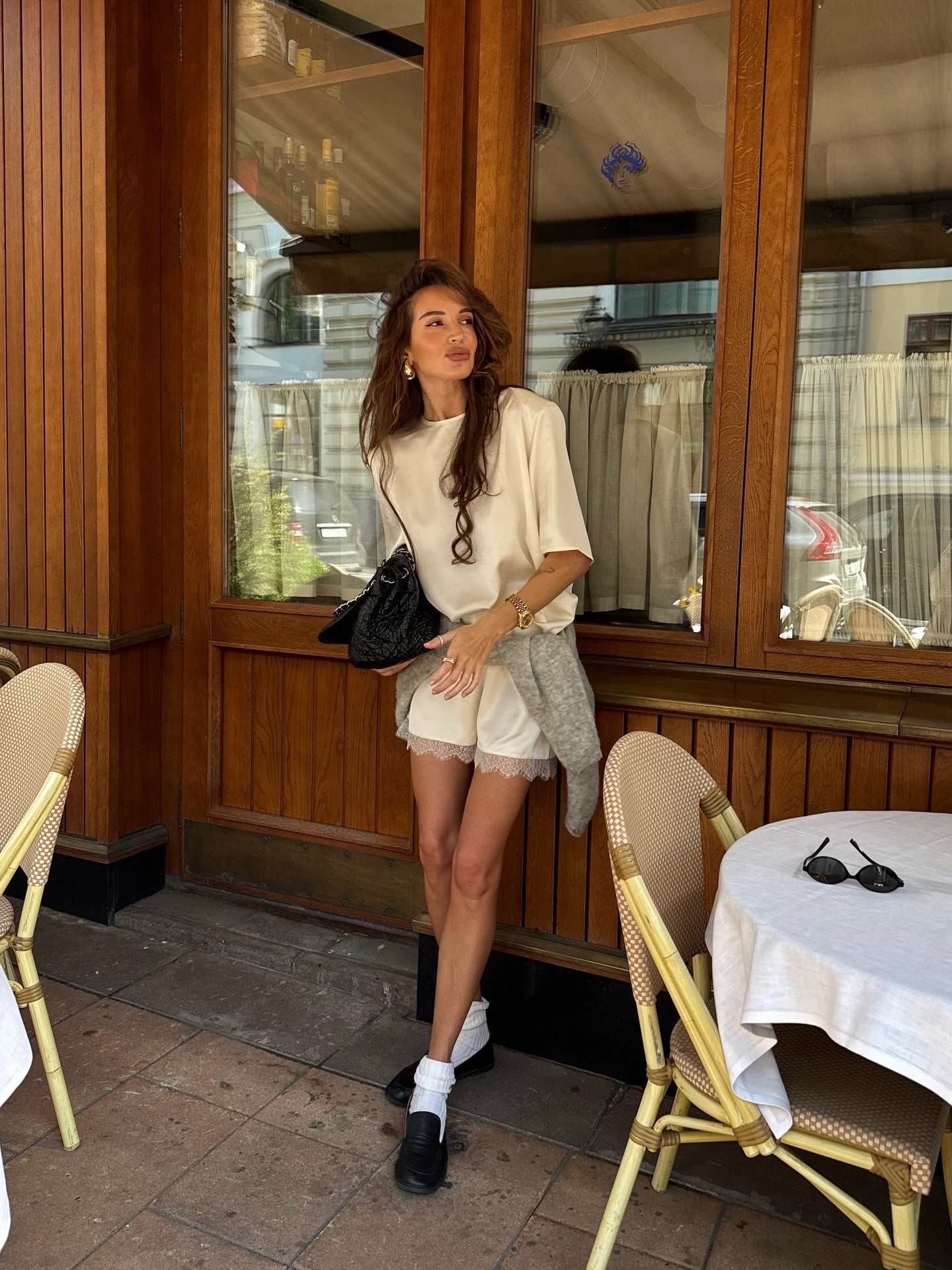 Solid Satin Lounge Set Casual Short Sleeve Two Piece
