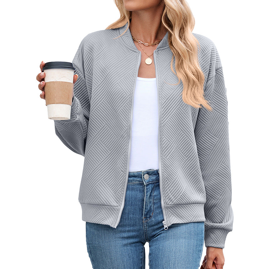 Women's Oversized Quilted Zip-Up Bomber Jacket