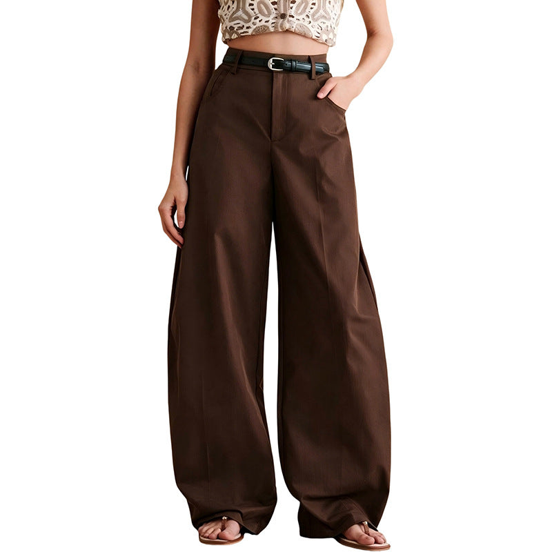 Women's High Waisted Baggy Barrel Leg Pants Cotton Casual