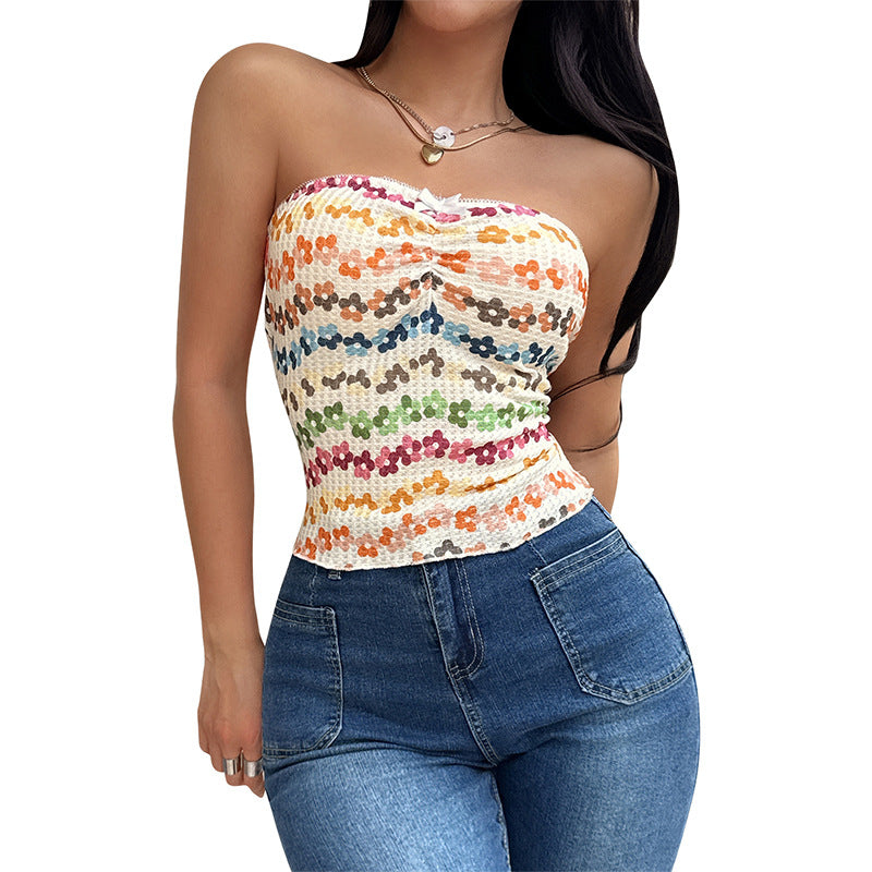 Floral Strapless Sweetheart Corset Tube Top