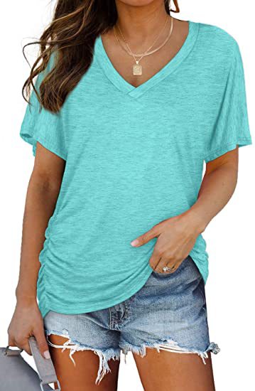 Black V Neck Loose Fit Basic Tee