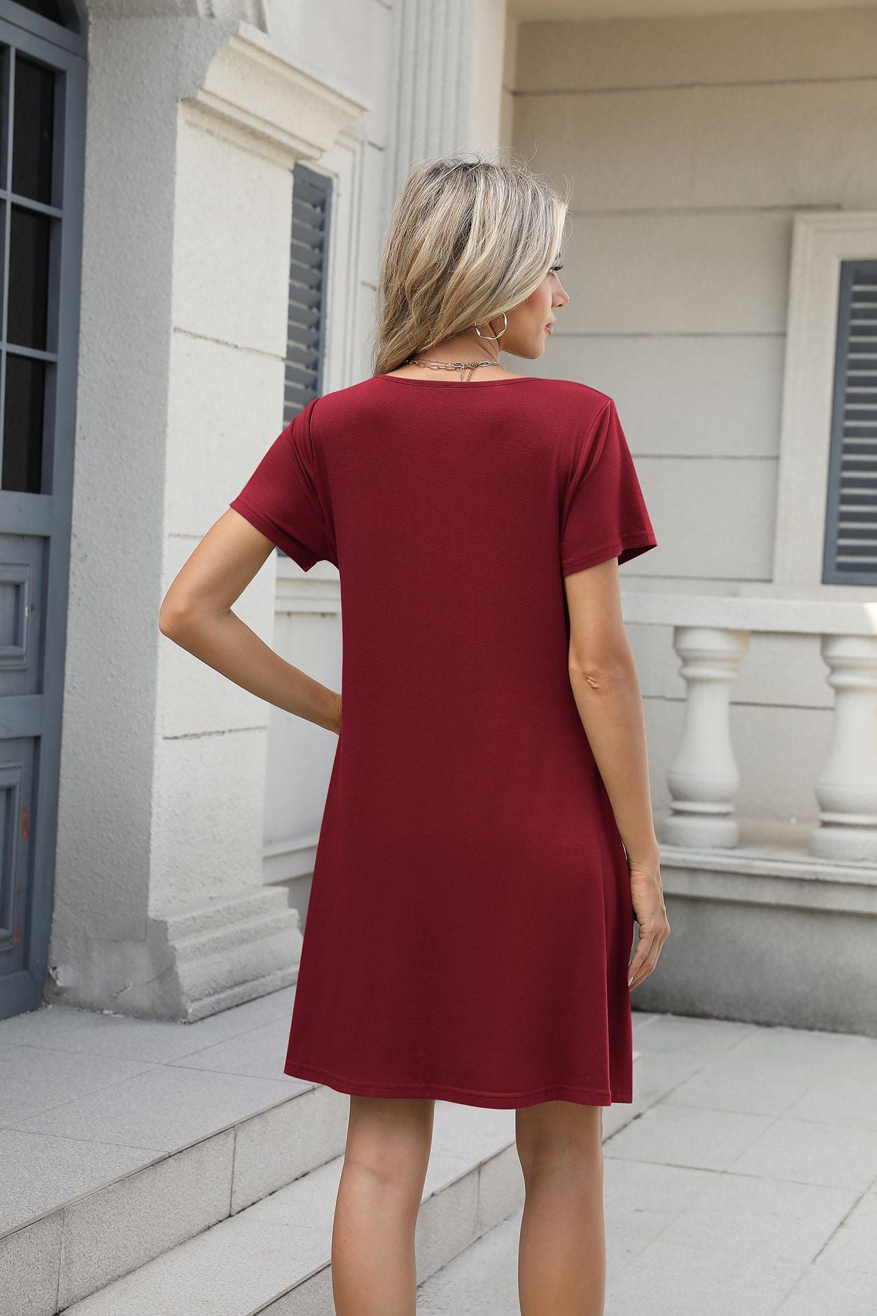 Soft Cotton Lounge Dress with Pintuck Detail and Side Pockets