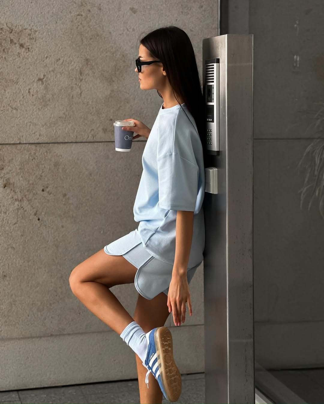 Two Piece Shorts Set, Oversized Tee & Drawstring Shorts
