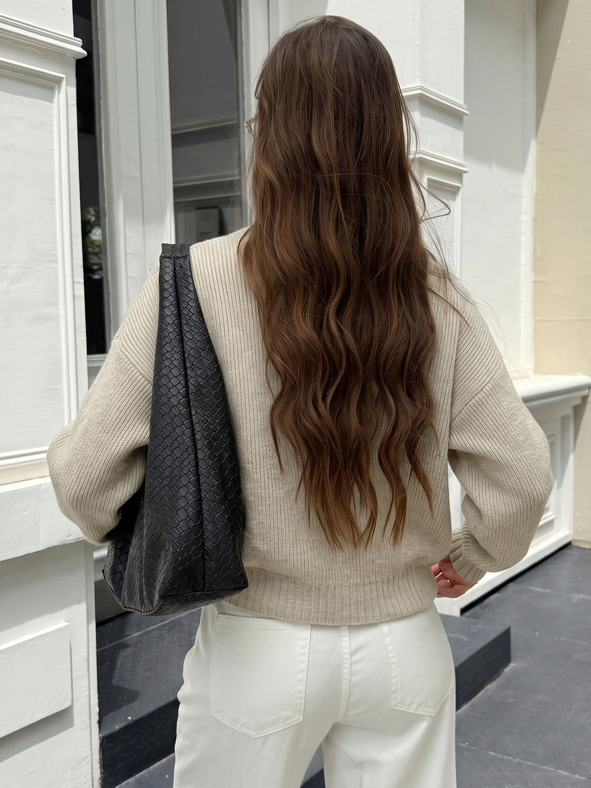 Zip Up Knit Cardigan Relaxed Fit Long Sleeve Sweater