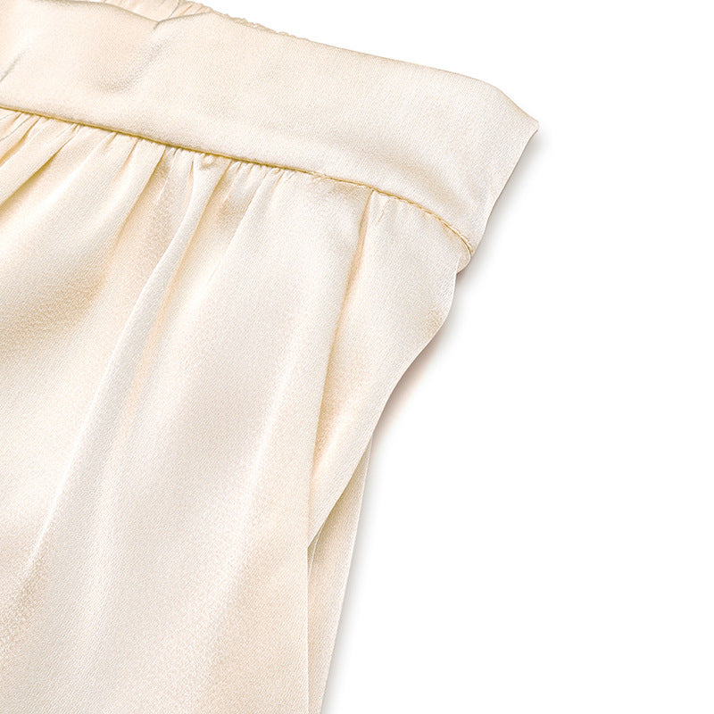 Satin Twist Front Top and Wide Leg Pants Set