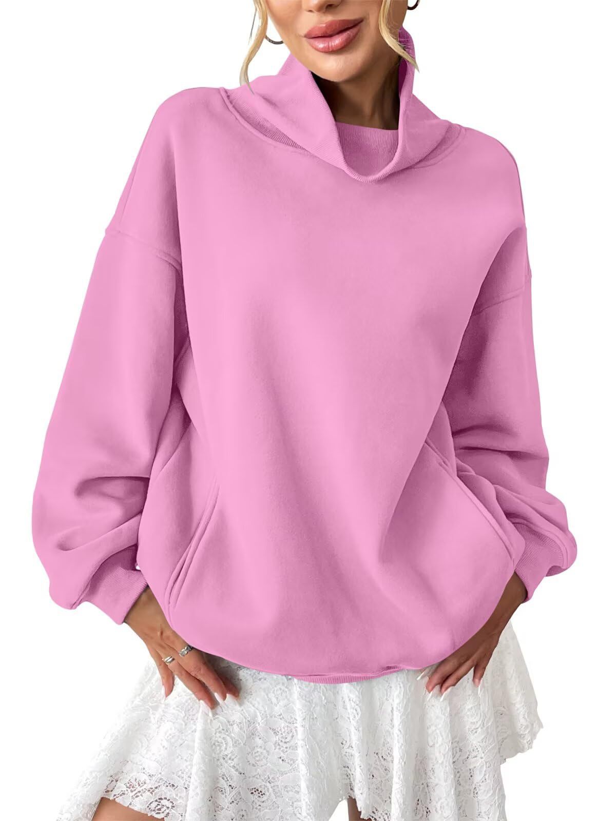 Cowlneck Pullover Sweatshirt Boutique Oversized Casual