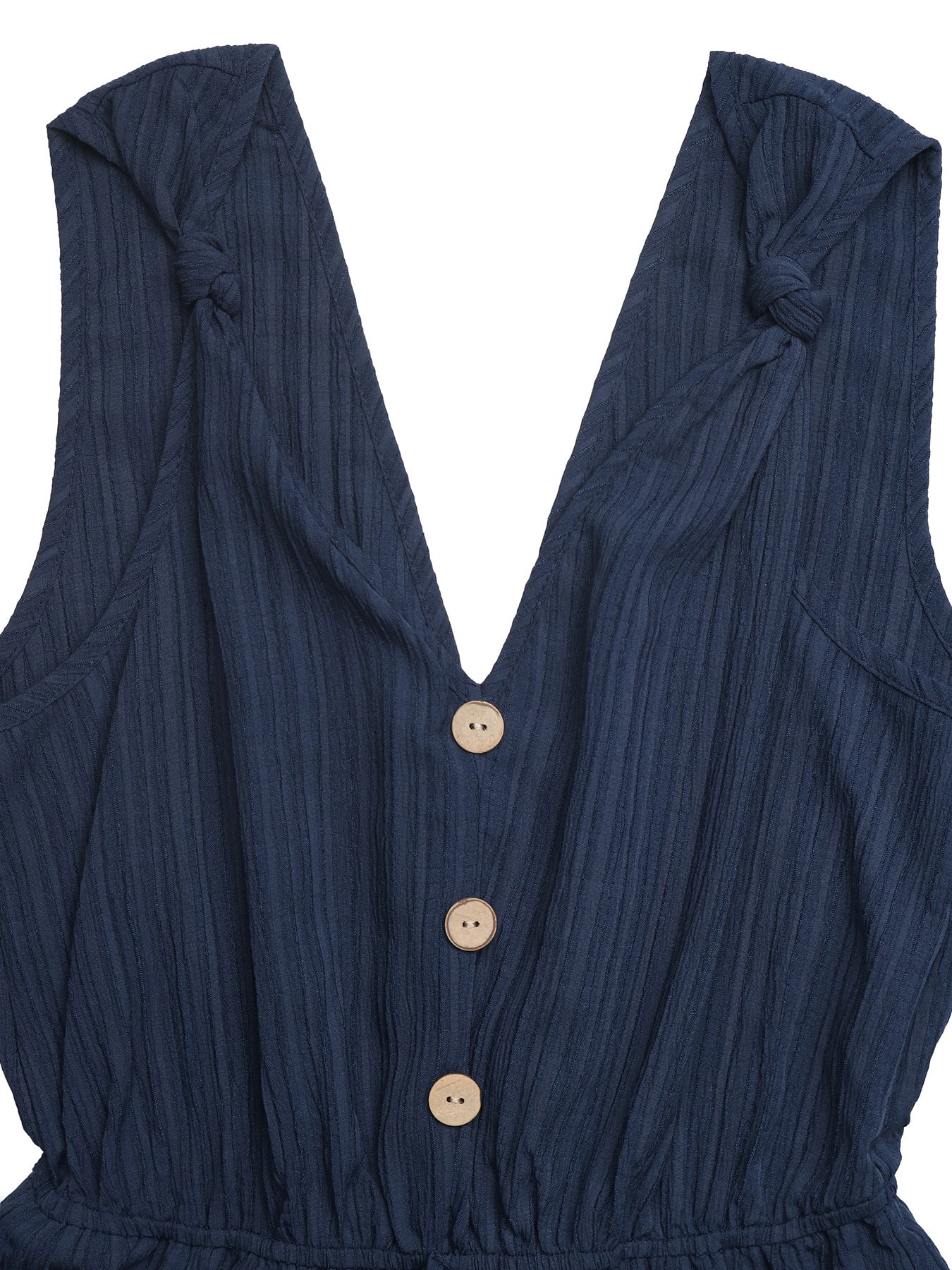 Textured Viscose Romper Casual Tie Waist Sleeveless
