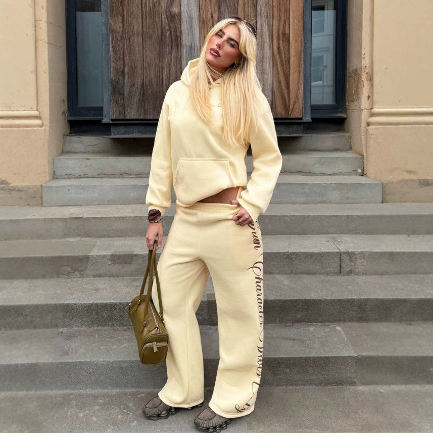 Graphic Fleece Sweatshirt Jogger Trendy Oversized Lounge Set