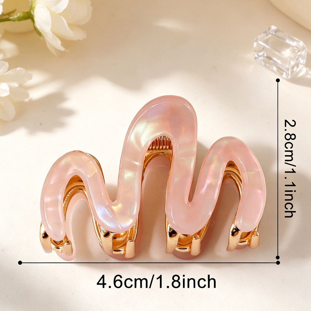 Pearlescent Wave M Shape Hair Claw Clip