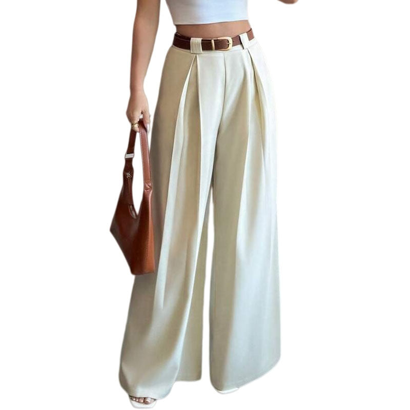 Women's High Waist Pleated Wide Leg Dress Pants