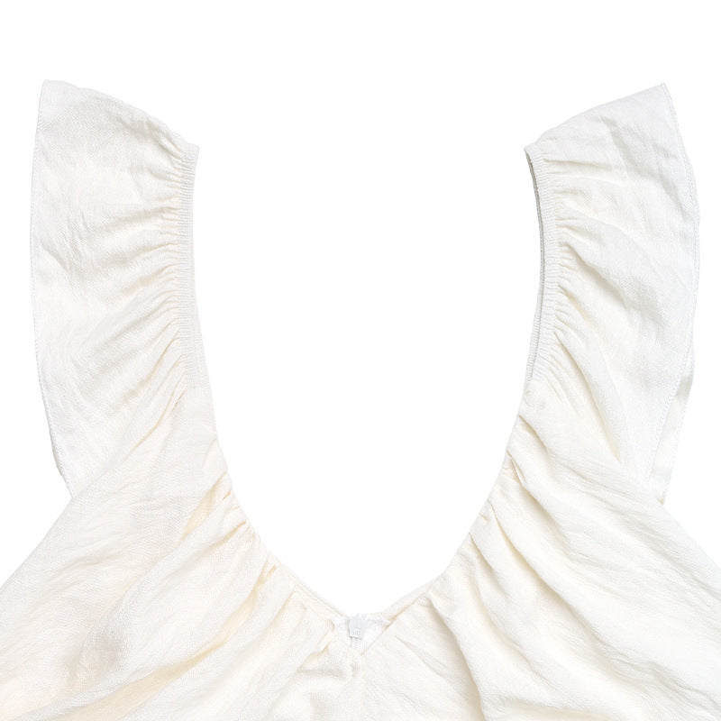 Boho White Tiered Long Dress with Empire Waist