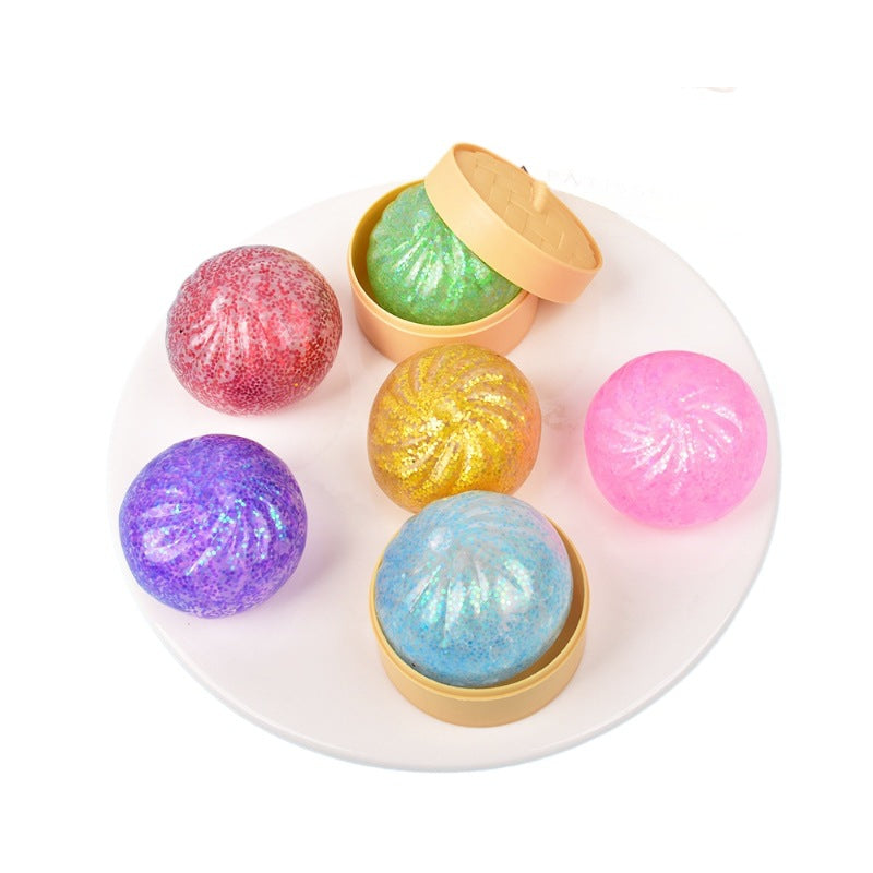 Glitter Squishy Dumpling Stress Ball Sensory Toy