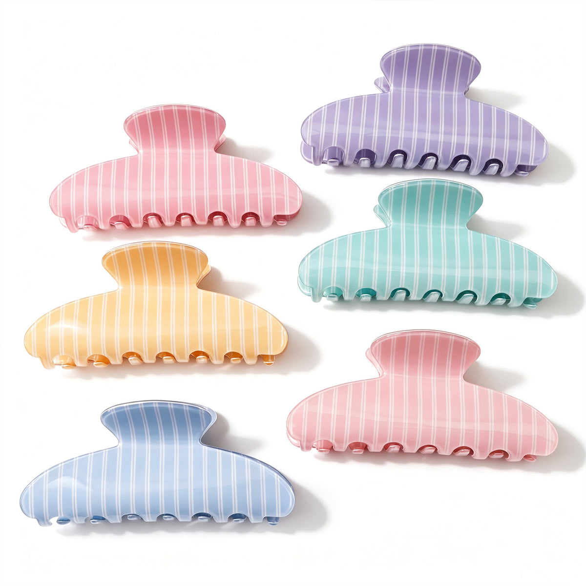 Pastel Stripe Large Hair Claw Clip