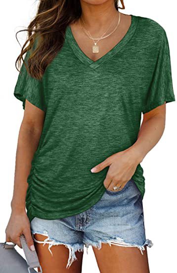 Black V Neck Loose Fit Basic Tee