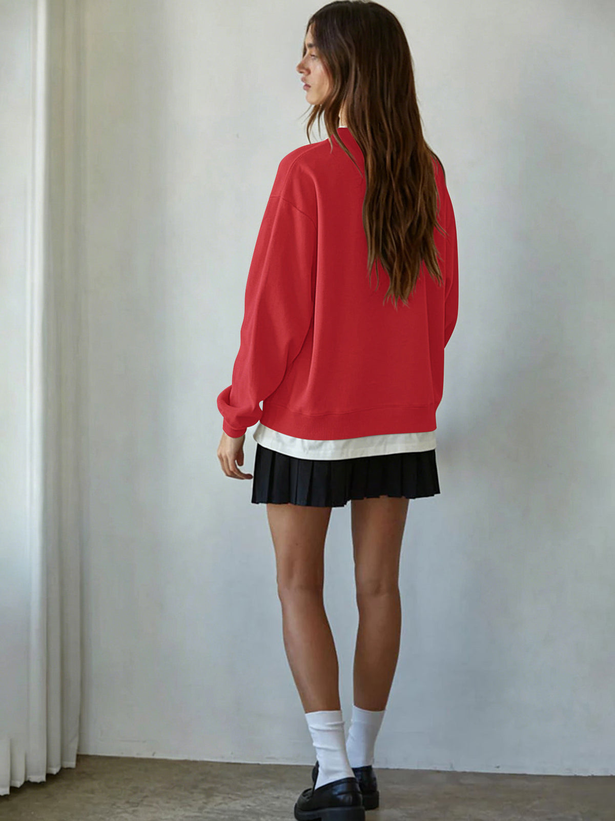 Women's Oversized Color Block Crewneck Sweatshirt