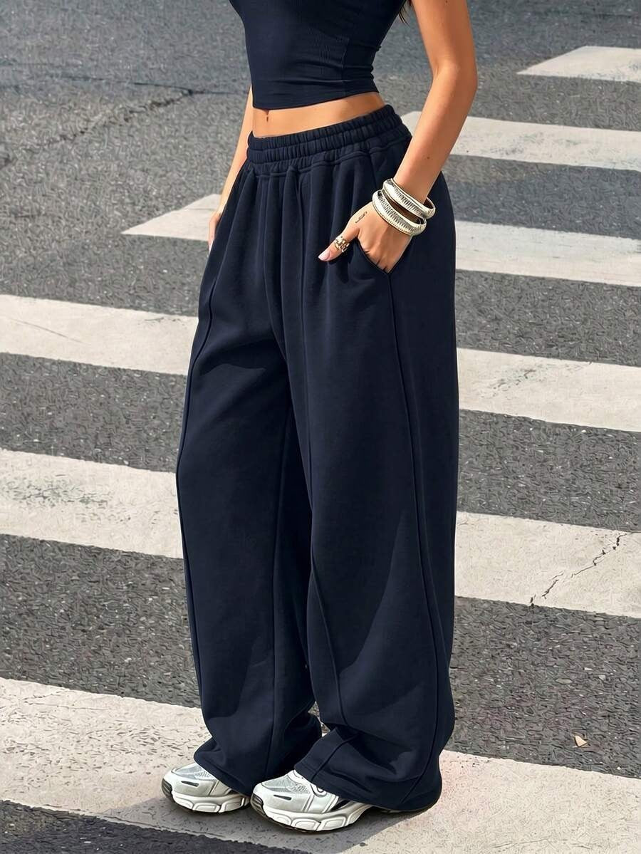 Women's Wide Leg Baggy Sweatpants High Waisted Cotton Pants