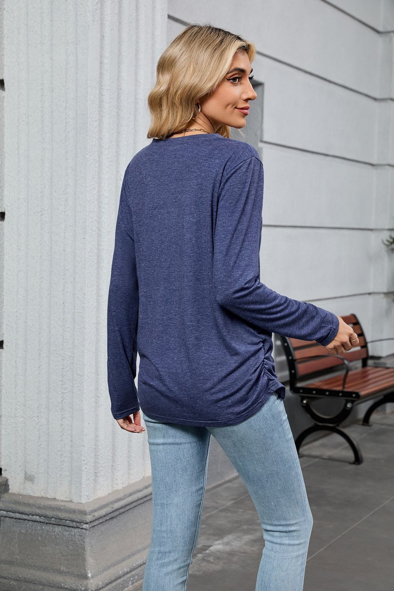 Soft V-Neck Long Sleeve Tunic Tee | Casual Fall Top