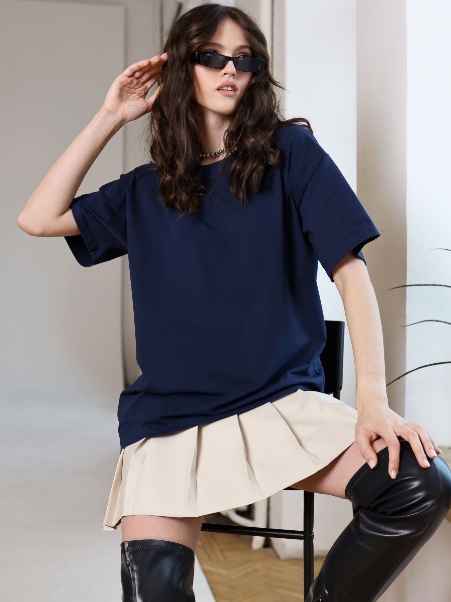 Solid Oversized T Shirt Loose Fit Crewneck Casual Tee