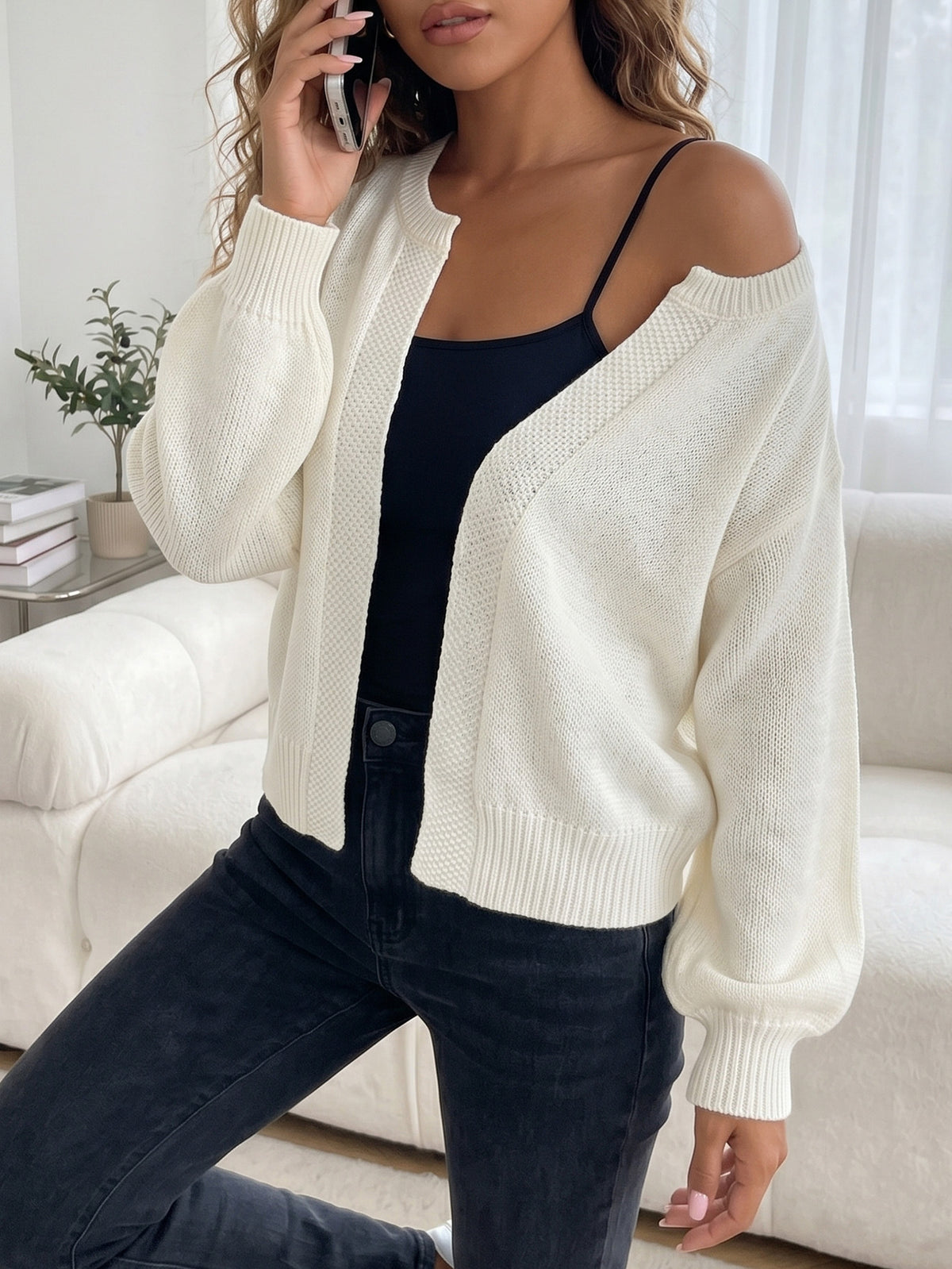 Women's Oversized Open Front Knit Cardigan Sweater