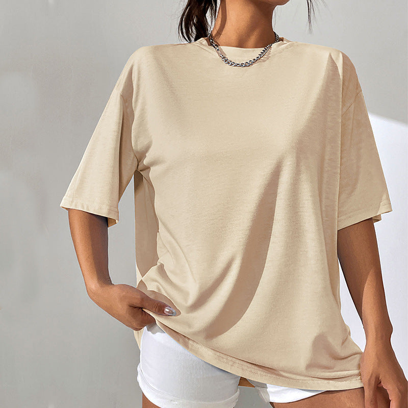 Oversize Casual Solid Short Sleeve Round Neck T Shirt