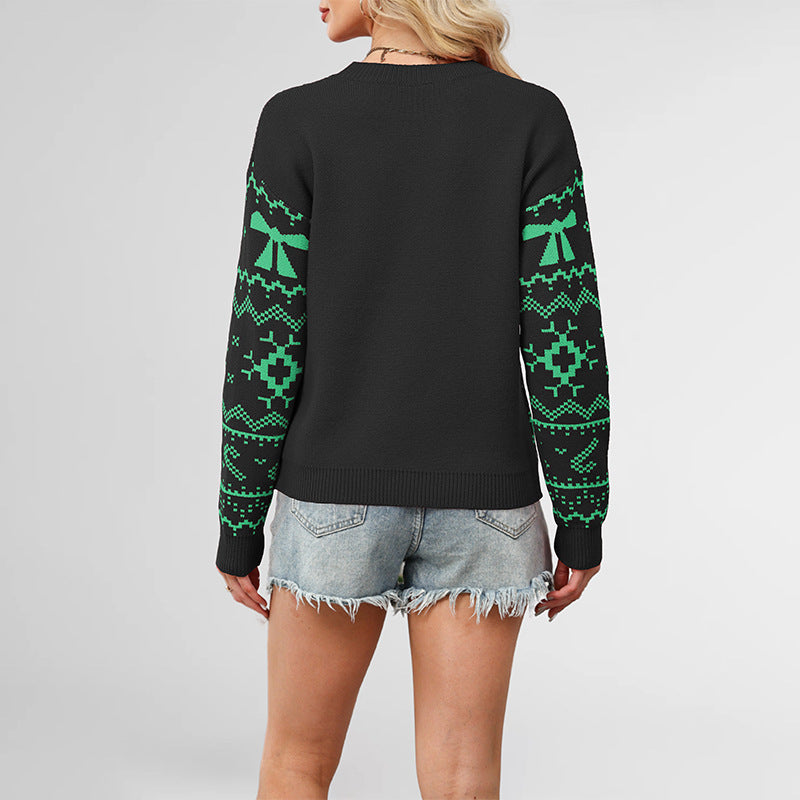 Women's Fair Isle Christmas Sweater Crew Neck Knit Pullover
